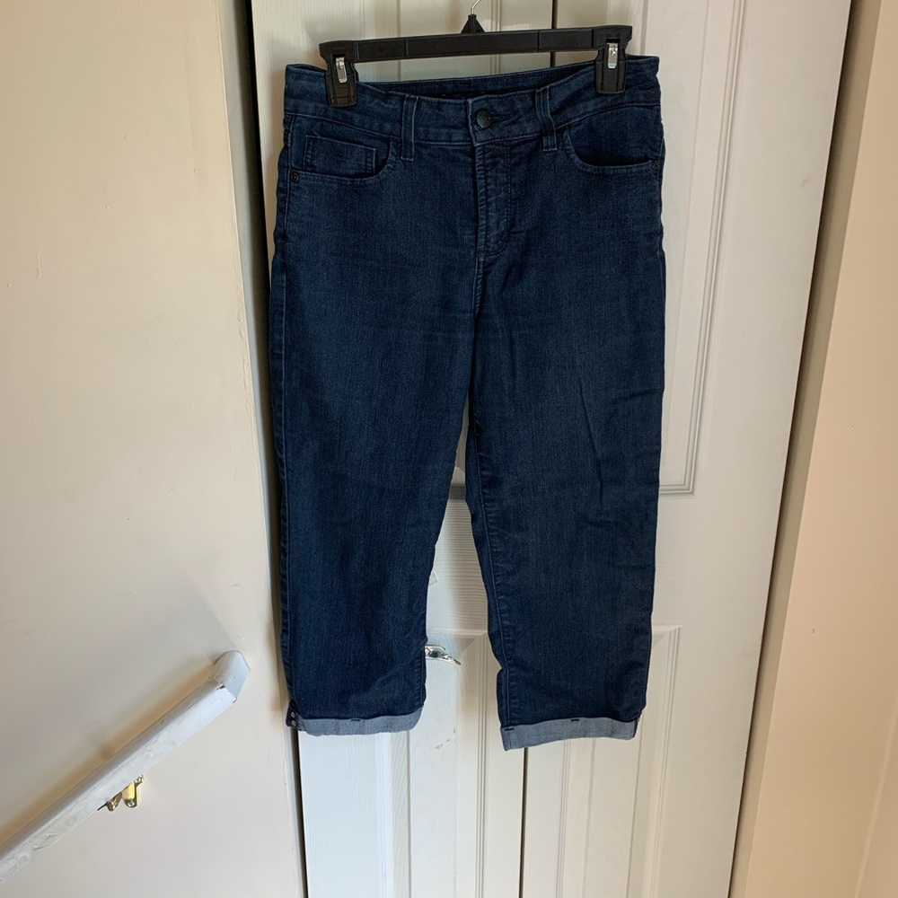 NYDJ Dark Denim Crop Rhinestone Detail Size 4